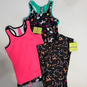 Colorful Girls' Tank Tops and Leggings Set Girl Power Sport